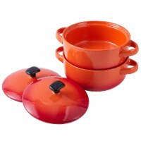 Bruntmor Orange 20 Oz x 2 Soup Bowls With Lid | Bake & Serve