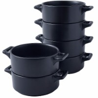 Bruntmor Black Ceramic Ramekin Set Of 6. 10 Oz Porcelain Baking Skillet For Souffle Dishes.