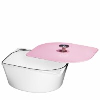Bruntmor 3 Qt Cast Iron Dutch Oven, White Pink Lid
