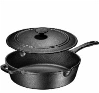 Bruntmor Burgundy 5 Qt Cast Iron Sauté Pan & Lid, Skillet, Grill Pan Set