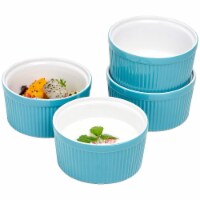 Bruntmor 12 Oz Teal Ceramic Ramekins (Set of 4), Perfect Baking Dishes.