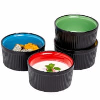 Bruntmor 12 Oz Ramekins Set of 4, Black & Multi Color. Perfect Oven & Popcorn Bowls