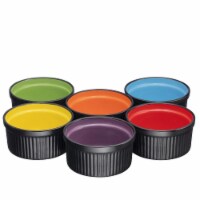 Bruntmor 4 Oz Black & Multi-Color Ramekin Set of 6 - Perfect for Baking & Serving