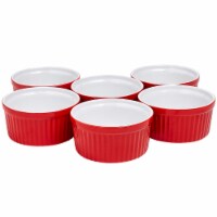 Bruntmor Red 4 Oz Ramekins Set of 6, Ceramic Baking Dishes for Oven, Microwave Safe