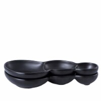 Bruntmor 10.5  Black 3-Compartment Porcelain Appetizer Tray Set of 2