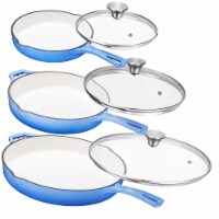 Bruntmor Blue 8”+10”+12” Pre-Seasoned Cast Iron Frying Pan Set