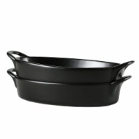 Bruntmor 10 x6 Oval Ceramic Deep Dish Pie Pan Set of 2 - Black