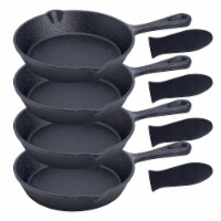 Bruntmor 6 x 4 Pre-seasoned Black Cast Iron Nonstick Frying Pan Set of 4