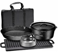 Bruntmor 4 Piece Camping Cooking Set With Bag - Pre Seasoned Cast Iron Pots & Pans
