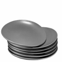 Bruntmor Gray Ceramic Curved Platters Set of 6, 11 Porcelain Matte Glaze