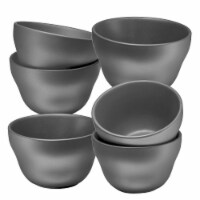 Bruntmor 8 Oz Ceramic Dessert Bowl Set of 6 in Gray, Chip & Dip Bowls