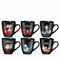 Bruntmor 6 Count (Pack of 1) Black Christmas Themed Ceramic
