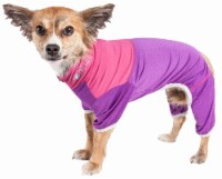Pet Life Active Embarker Heathered Performance 4-Way Stretch Two-Toned Full Body Warm Up