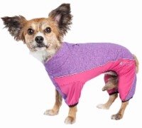 Pet Life YGHL6PKMD Active Chase Pacer Heathered Performance 4-Way Stretch Two-Toned Full Body