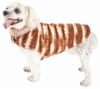 Pet Life Luxe Tira-Poochoo Tiramisu Patterned Mink Dog Coat Jacket