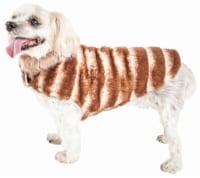 Pet Life Luxe Tira-Poochoo Tiramisu Patterned Mink Dog Coat Jacket
