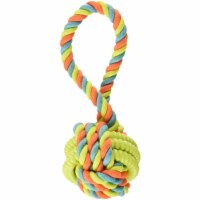 Chomper WB15507 Rope TPR Rings Ball with Coiled Tug Dog Toy, MultiColor - Medium