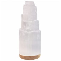 Himalayan Glow Selenite Lamp, Negative Energy Neutralizer, with Wooden Base, 8-12 inch