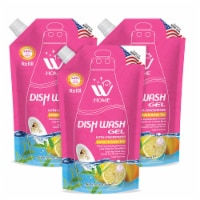 W Home Liquid Dish Soap Refills with Lemon & Green Tea Extracts, 400ml/Each, Pack of 3