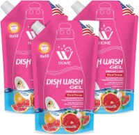 W Home Liquid Dish Soap Refills with Blood Orange Extracts, 400ml Each - Pack of 3
