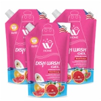 W Home Liquid Dish Soap Refills with Blood Orange Extracts, 400ml Each - Pack of 3