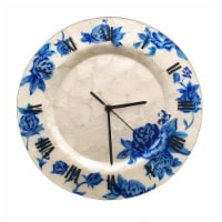 Eangee Home Design m1504 Clock Wall Decor in Capiz Shell with Blue Flowers