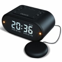 RIPTUNES Loud Alarm Clock with Bed Shaker for Heavy Sleepers, USB Charging Port - Black