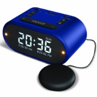 RIPTUNES Loud Alarm Clock with Bed Shaker for Heavy Sleepers, USB Charging Port - Blue