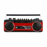 Riptunes Cassette Bluetooth Boombox, AM/FM/ SW-1-SW2, USB, SD, and AUX-in- Red