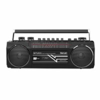 Riptunes Cassette Bluetooth Boombox, AM/FM/ SW-1-SW2, USB, SD, and AUX-in- Black
