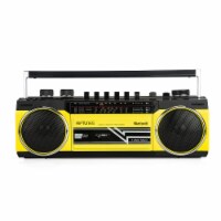 Riptunes Cassette Bluetooth Boombox, AM/FM/ SW-1-SW2, USB, SD, and AUX-in- Yellow