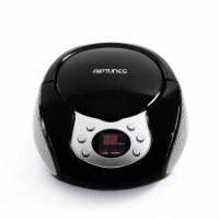 Riptunes CD player Boombox- Portable Black Aux-In CD Boombox, AM/FM Radio- Black