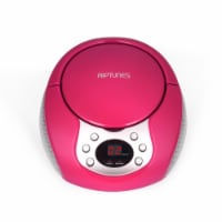 Riptunes CD player Boombox- Portable Black Aux-In CD Boombox, AM/FM Radio- Pink