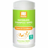 Nootie 64102200 Cucumber Melon Dog & Cat Waterless Shampoo Wipes - 70 Count