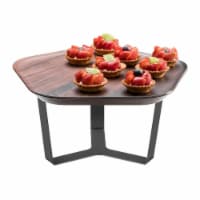 Rosseto SM286 7 in. Walnut Polygon Forme Melamine Tray & 3 Leg Riser Set, 2 Piece