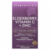 Viva Naturals Elderberry Vitamin C + Zinc 5 in 1 Immune Support - 120 Capsules