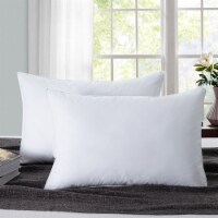 2 Pack Feather Pillows for Side and Back Sleepers, Downproof Cotton Cover, Medium Support