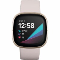 Fitbit Sense in Lunar White and Soft Gold Perspective: Main