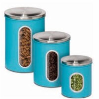 Honey Can Do Steel Canister Set - Blue/Silver