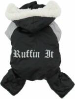 Doggie Design Ruffin' It Snowsuit, Black & Grey, Medium