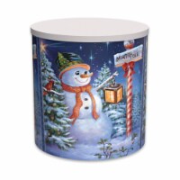 Hickory Farms® Holiday Popcorn North Pole Snowman Tin Perspective: Main
