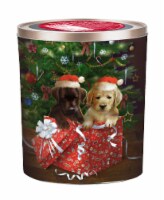 Hickory Farms Holiday Puppies Popcorn Tin Perspective: Main