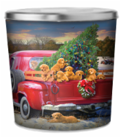 Holiday Truck With Retrievers Popcorn Tin Perspective: Main
