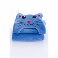 Little Ashkim HTC001 Baby Cat Hooded Turkish Towel - Blue- 0-24 Months