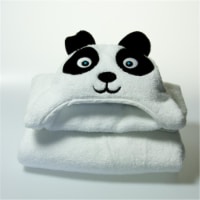 Little Ashkim HTP002 Toddler Panda Hooded Turkish Towel - White- 2 Years-5 Years