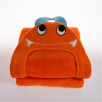 Little Ashkim HTM002 Toddler Monster Hooded Turkish Towel - Orange- 2 Years-5 Years