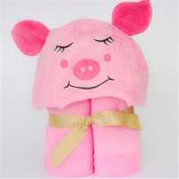 Little Ashkim BHTP002 Little Kid Piggy Hooded Bamboo Turkish Towel - Turquoise- 2T-5T