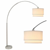 Clarktown 81  Tall Metal Adjustable Arching Floor Lamp with White Double-Shade