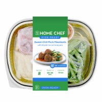 Home Chef Oven-Ready Sweet Chili Pork Meatballs with Teriyaki Rice and Snap Peas Perspective: Main