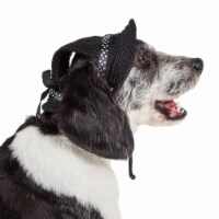 Pet Life HT10BKMD Sea Spot Sun UV Protectant Adjustable Fashion Mesh Brimmed Dog Hat Cap, Bla
